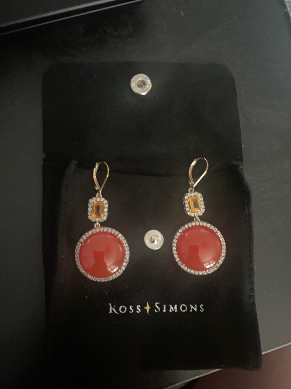 Ross-Simons Gold-Tone Earrings with Orange and Amber Stones